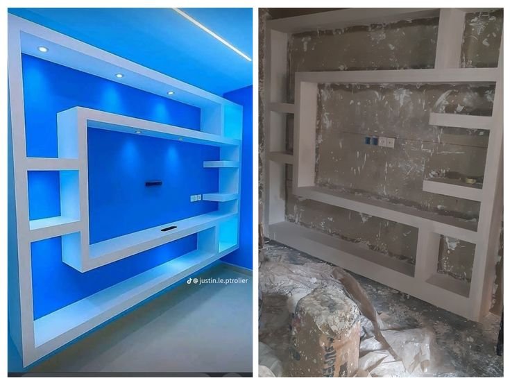 Gypsum TV wall design by Pro Home Decor in Cameroon
