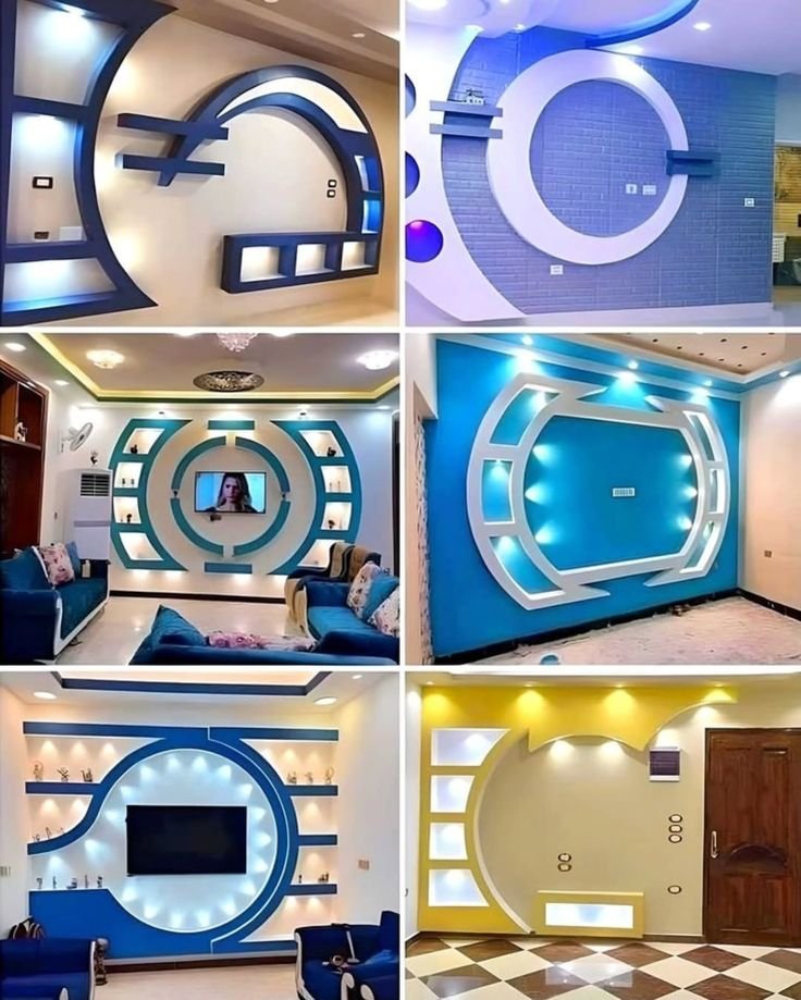 Gypsum TV wall design by Pro Home Decor in Cameroon
