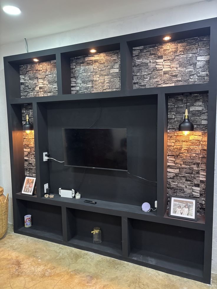 Gypsum TV wall design by Pro Home Decor in Cameroon