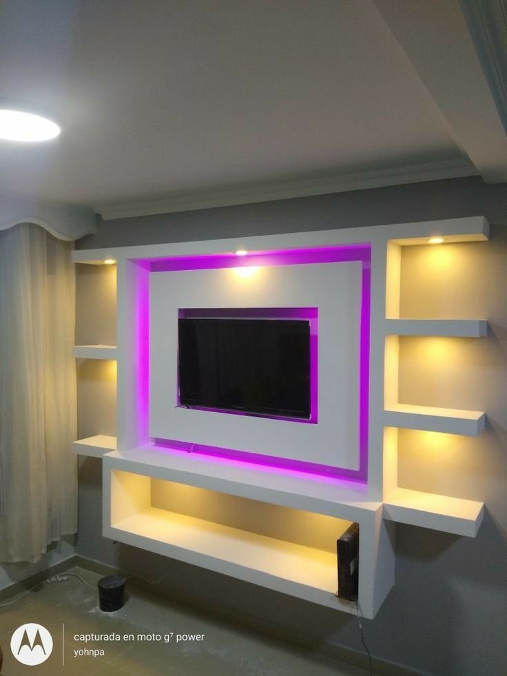 Gypsum TV wall design by Pro Home Decor in Cameroon